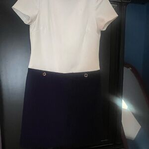 Classic Two-Tone White and Navy A-Line Skirt